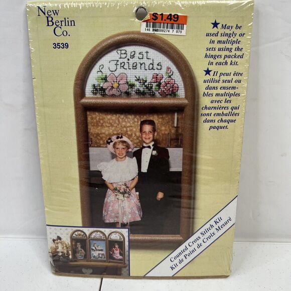 Best Friends Floral Counted Cross Stitch Kit Photo Frame New Berlin #3539 NEW - Picture 2 of 7